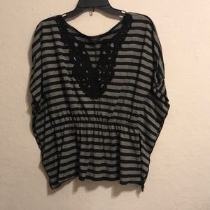 Byer California Black and Gray Stripped Blouse